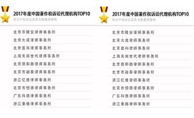 行业新闻 ||  亿维律所—全国商标以及著作权双料Top10!